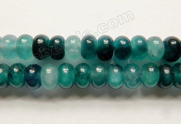 Moss Blue Fluorite Jade  -  Smooth Rondel  15"