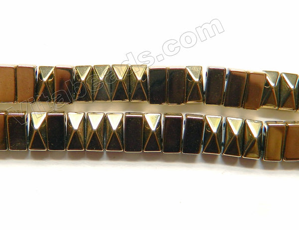 Pyrite Hematite  -  Double Hole Drilled Faceted Pyramid Rectangles  16"