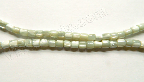 Light Green MOP Shell  -  Small Tube Drum Beads  16"