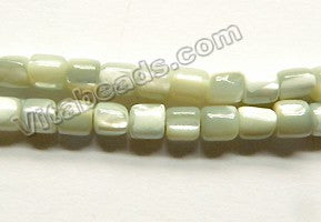 Light Green MOP Shell  -  Small Tube Drum Beads  16"