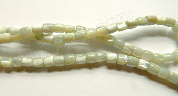 Light Green MOP Shell  -  Small Tube Drum Beads  16"