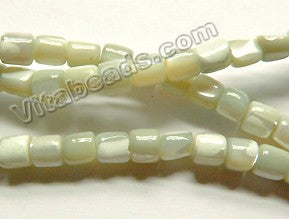 Light Green MOP Shell  -  Small Tube Drum Beads  16"
