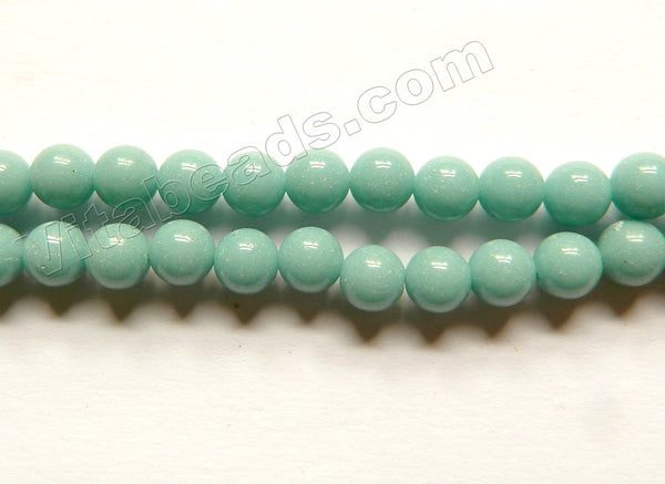 Amazonite Color Solid Glass  -  Smooth Round Beads 16"