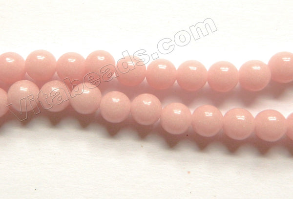 Pink Opal Solid Glass  -  Smooth Round Beads 16"