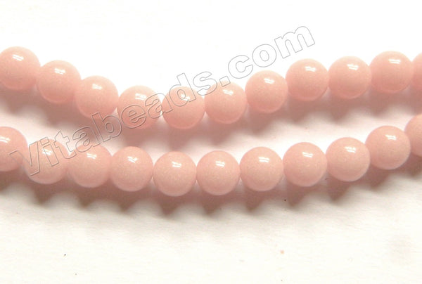 Pink Opal Solid Glass  -  Smooth Round Beads 16"