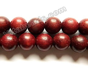 Natural African Purple Santalum Wood Beads  -  Smooth Round 16"
