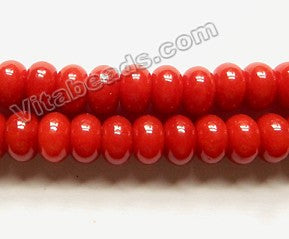 Deep Coral Red Mashan Jade  -  Smooth Rondel  15"