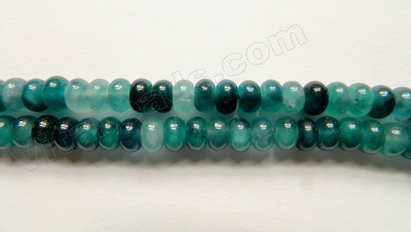 Moss Blue Fluorite Jade  -  Smooth Rondel  15"