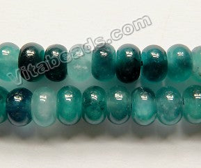Moss Blue Fluorite Jade  -  Smooth Rondel  15"