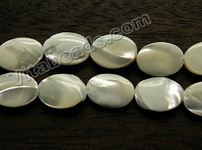 Mother of Pearl (White) Top Shell AAA  -  Puff Ovals  16"