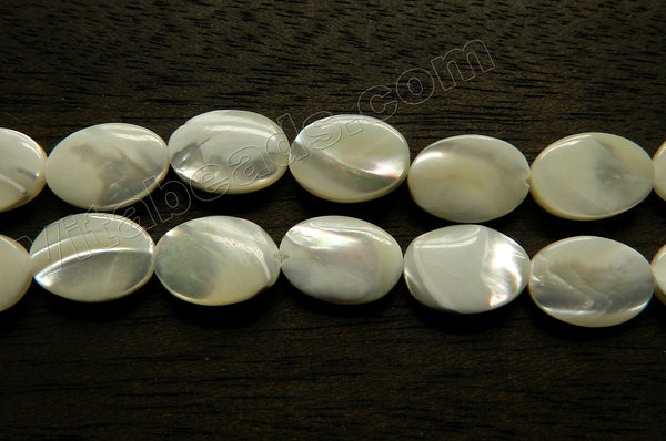 Mother of Pearl (White) Top Shell AAA  -  Puff Ovals  16"