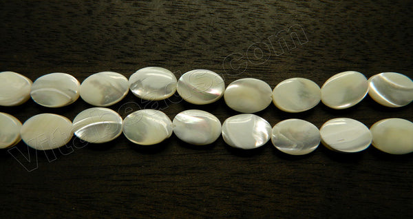 Mother of Pearl (White) Top Shell AAA  -  Puff Ovals  16"