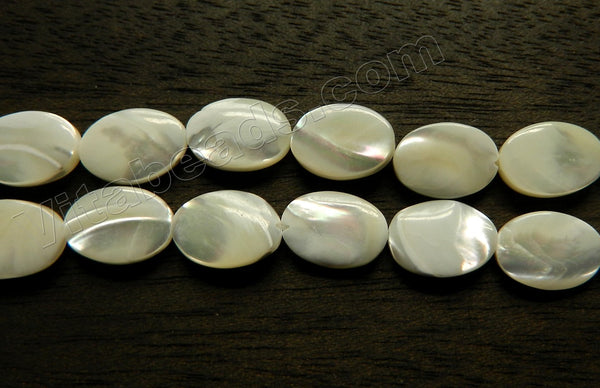 Mother of Pearl (White) Top Shell AAA  -  Puff Ovals  16"
