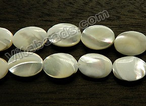 Mother of Pearl (White) Top Shell AAA  -  Puff Ovals  16"