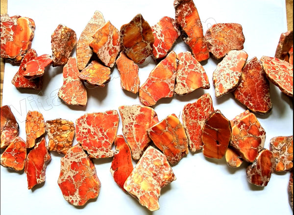 Orange Impression Jasper AA - Graduated Top-drilled Slabs  14"