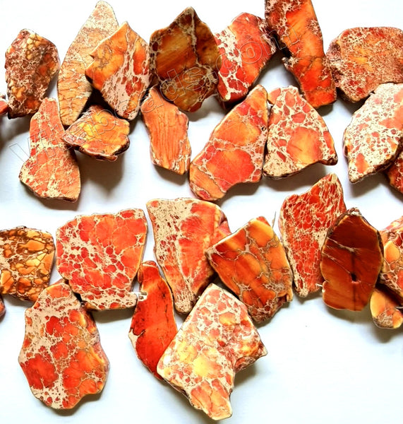 Orange Impression Jasper AA - Graduated Top-drilled Slabs  14"