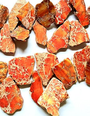 Orange Impression Jasper AA - Graduated Top-drilled Slabs  14"
