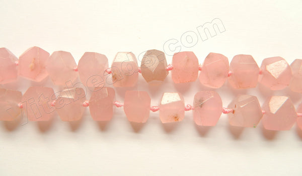 Sesame Rose Pink Jade w/ Spot  -  Machine Cut Center Drilled Nuggets 16"