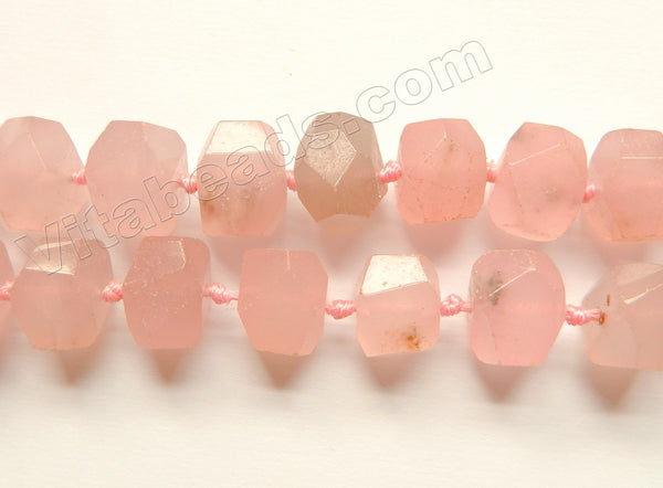 Sesame Rose Pink Jade w/ Spot  -  Machine Cut Center Drilled Nuggets 16"