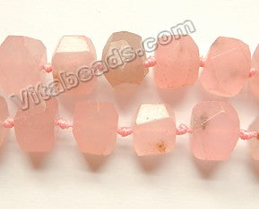 Sesame Rose Pink Jade w/ Spot  -  Machine Cut Center Drilled Nuggets 16"