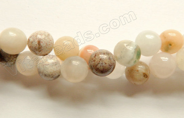 Natural Light Bamboo Leaf Jasper  -  Smooth Round Beads  15"