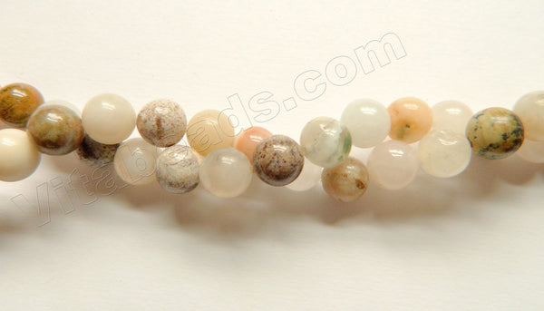 Natural Light Bamboo Leaf Jasper  -  Smooth Round Beads  15"