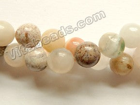 Natural Light Bamboo Leaf Jasper  -  Smooth Round Beads  15"