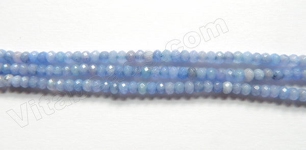 Multi Colored Sky Blue Aquamarine Jade  -  Small Faceted Rondel  14.5"