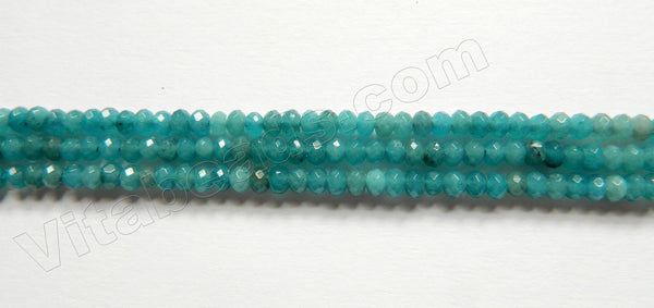 Dark Blue Green Apatite Jade  -  Small Faceted Rondel  14"