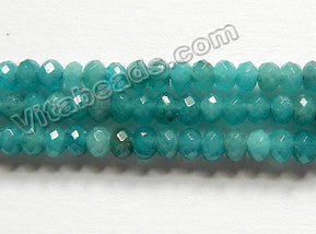 Dark Blue Green Apatite Jade  -  Small Faceted Rondel  14"