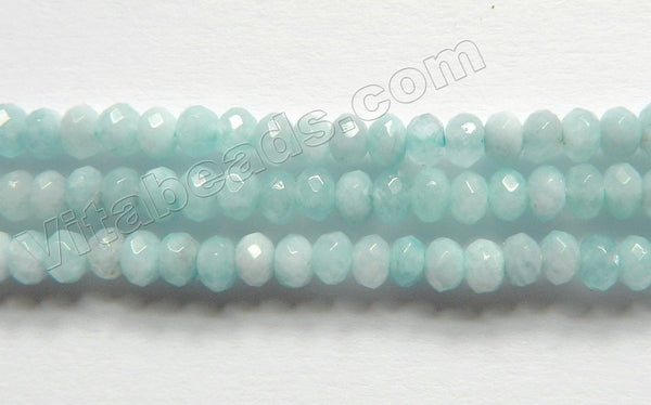 Light Blue Aquamarine Jade  -  Small Faceted Rondel  14"