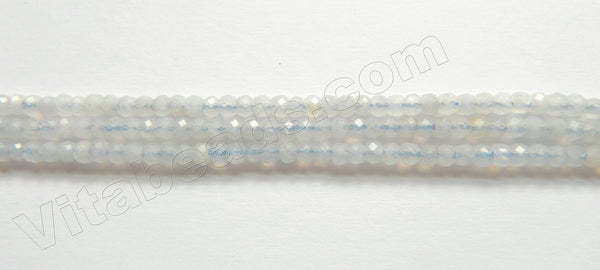 Light Blue White Moonstone Jade  -  Small Faceted Rondel  15"