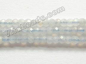 Light Blue White Moonstone Jade  -  Small Faceted Rondel  15"