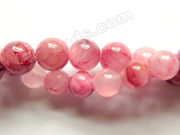 Pink Cherry Blossom Semi Transparent Jade  -  Smooth Round  15.5"