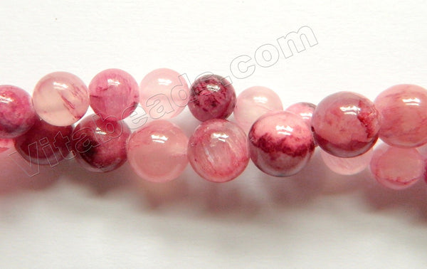 Pink Cherry Blossom Semi Transparent Jade  -  Smooth Round  15.5"