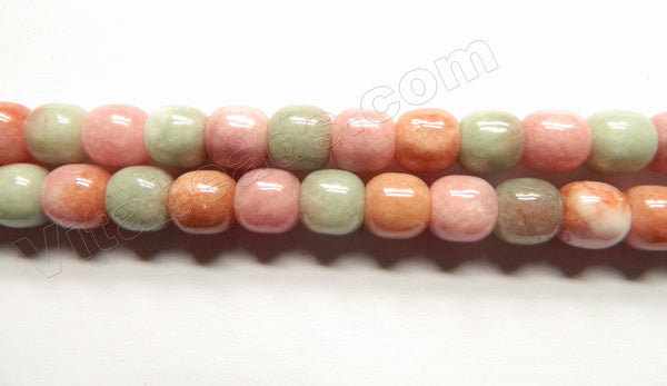 Mixed Peach Green Pink Mashan Jade  -  Smooth Round Drum  15"
