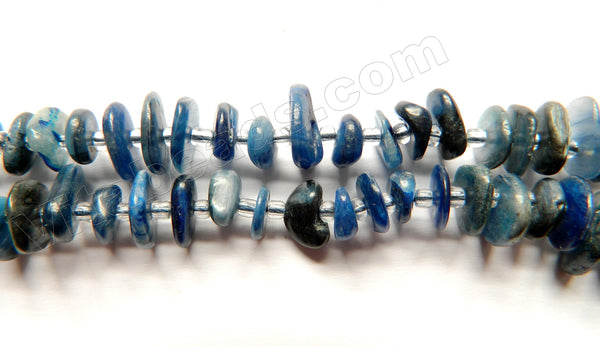Natural Deep Blue Kyanite Stone  -  Center Drilled Chip Saucers w Spacer 16"