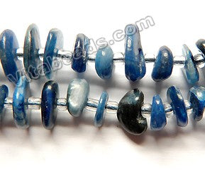 Natural Deep Blue Kyanite Stone  -  Center Drilled Chip Saucers w Spacer 16"
