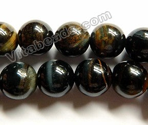 Natural Blue Tiger Eye AA  -  Big Smooth Round  16"