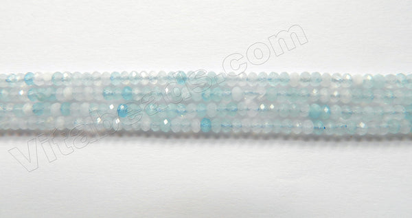 Natural Mixed Light Aquamarine A  -  Small Faceted Rondell Beads  15"