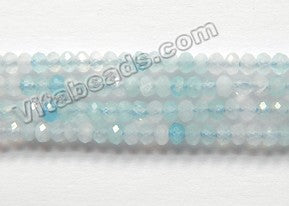 Natural Mixed Light Aquamarine A  -  Small Faceted Rondell Beads  15"