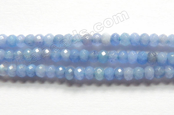 Multi Colored Sky Blue Aquamarine Jade  -  Small Faceted Rondel  14.5"