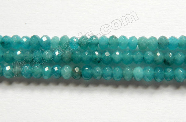 Dark Blue Green Apatite Jade  -  Small Faceted Rondel  14"