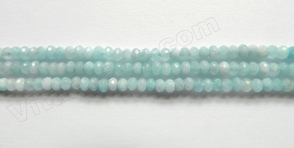 Light Blue Aquamarine Jade  -  Small Faceted Rondel  14"