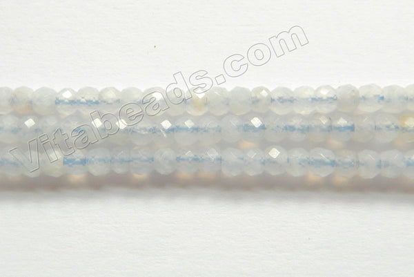 Light Blue White Moonstone Jade  -  Small Faceted Rondel  15"