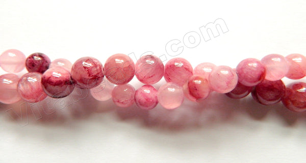 Pink Cherry Blossom Semi Transparent Jade  -  Smooth Round  15.5"