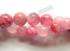 Pink Cherry Blossom Semi Transparent Jade  -  Smooth Round  15.5"