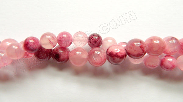 Pink Cherry Blossom Semi Transparent Jade  -  Smooth Round  15.5"