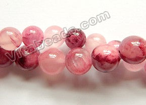 Pink Cherry Blossom Semi Transparent Jade  -  Smooth Round  15.5"