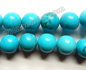 Deep Blue Howlite Turquoise  -  Smooth Round Beads  16"